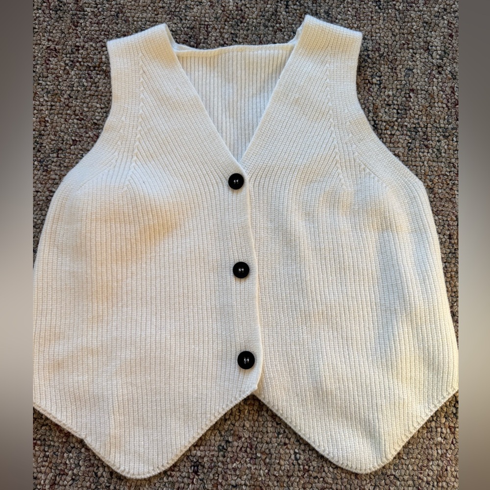 White Knitted Button-Up Tank Top